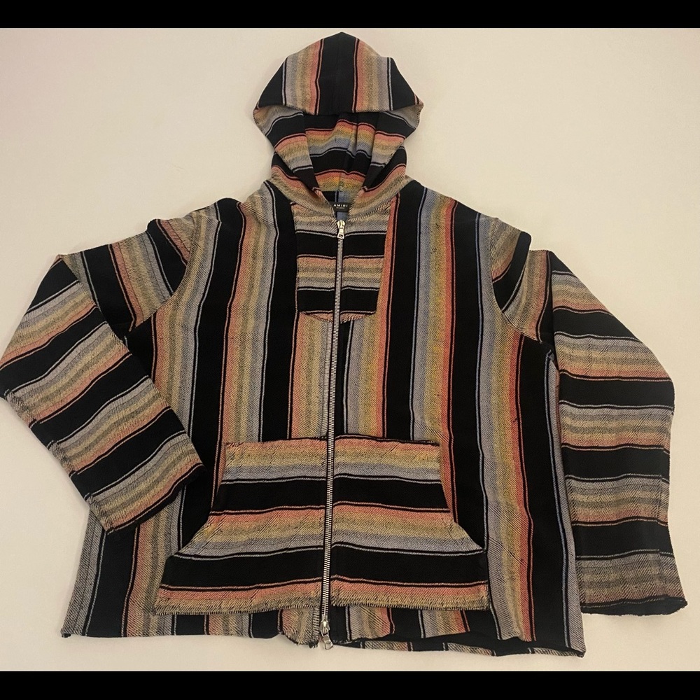 MENS AUTHENTIC MIKE AMIRI BAJA HOODIE ZIP UP SWEATSHIRT JACKET SALMON BLUE PINK